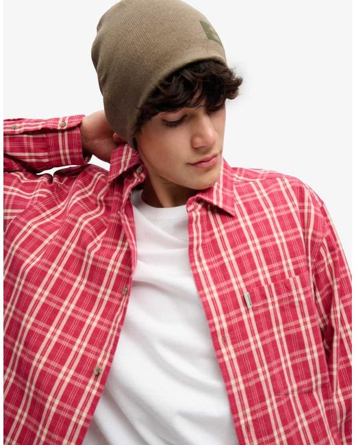 Bench x Superdry & Co Red Skater Check Long Sleeve Shirt for men