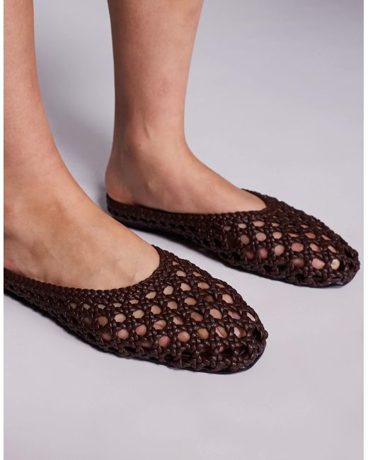 SIMMI Brown Simmi London Cassius Woven Flat Mules