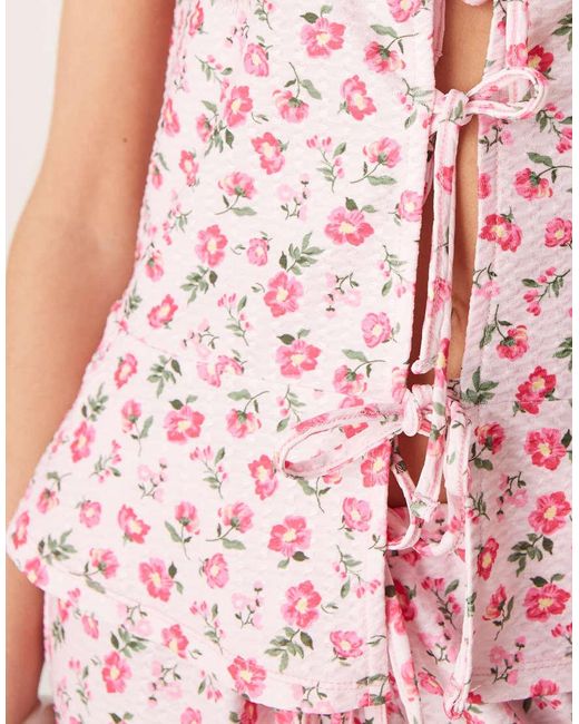 ASOS Pink Tie Front Frilly Vest