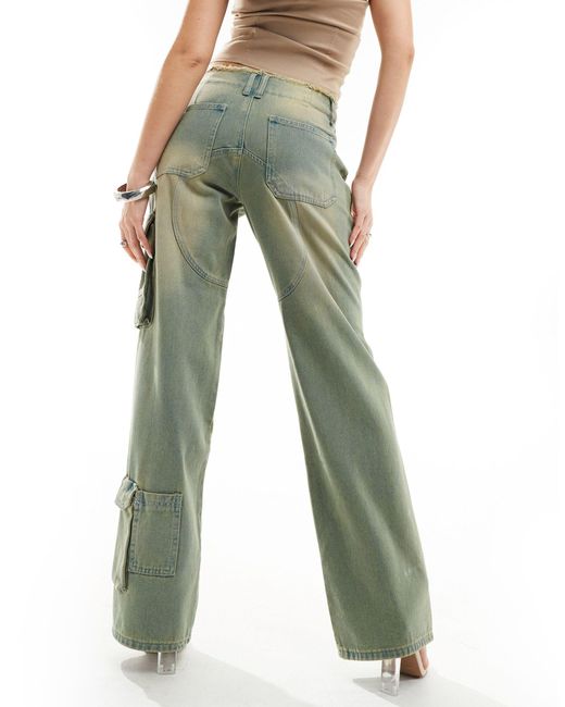 Simmi - jeans cargo a fondo ampio grezzo di SIMMI in Green