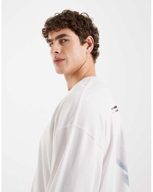 ASOS White Long Sleeve Oversized T-shirt With Blurred Flower Graphic for men