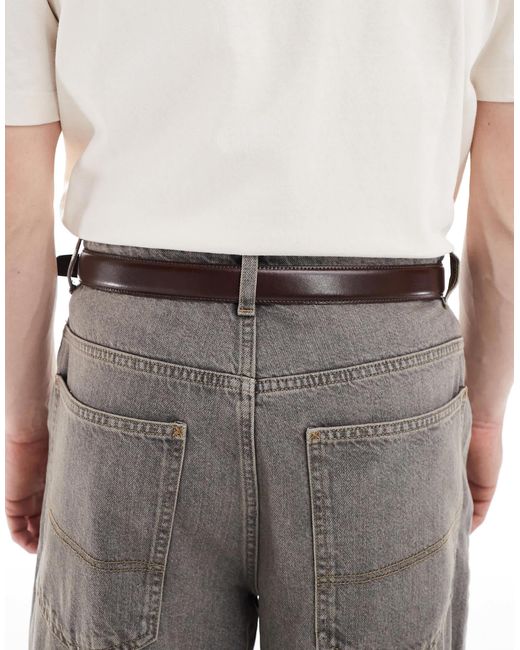 Jack & Jones – brauner ledergürtel in Gray für Herren