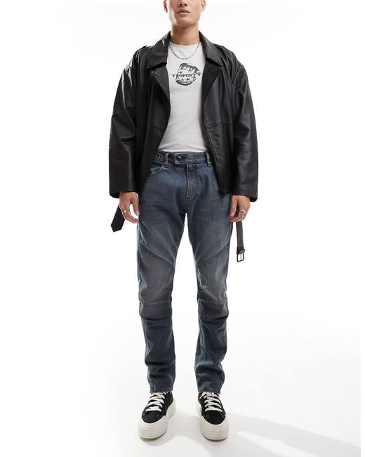 Vaqueros Azules De Corte Slim Y Estilo Motero Con Lavado Envejecido Y Diseño Tridimensional De G-Star de hombre de color Black