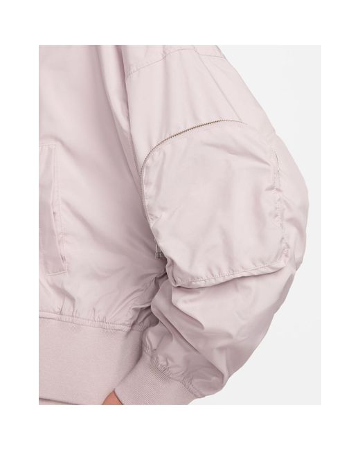Nike Pink Essenitals Oversized Bomber Jacket