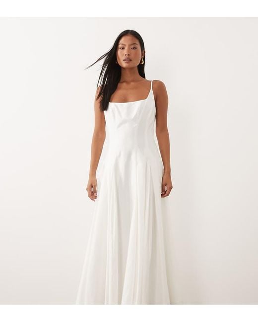 Forever New White Cotton Cami Godet Maxi Dress