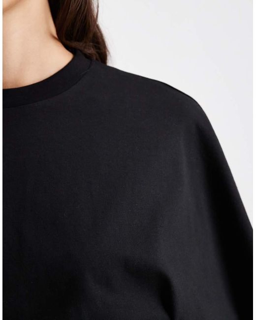 ASOS Black Cape Sleeve Cinched Waist Top