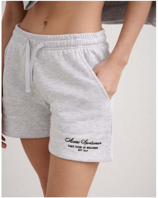 Aim'n Gray Light Melange Script Sweat Shorts