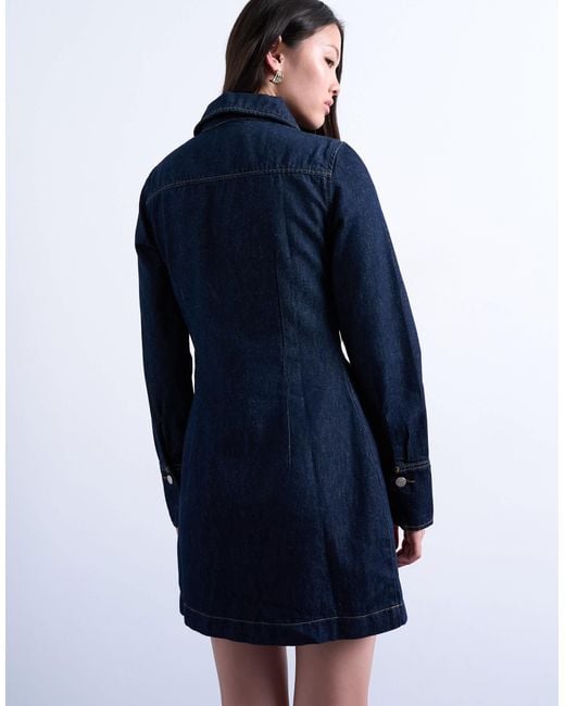 TOPSHOP Blue – kurzes, langärmliges jeanskleid