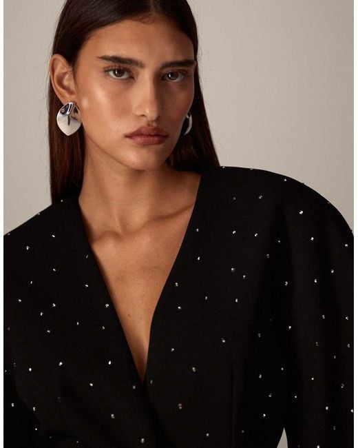 ARRANGE Black Hot Fix Tailored Ovoid Sleeve Blazer Co-ord