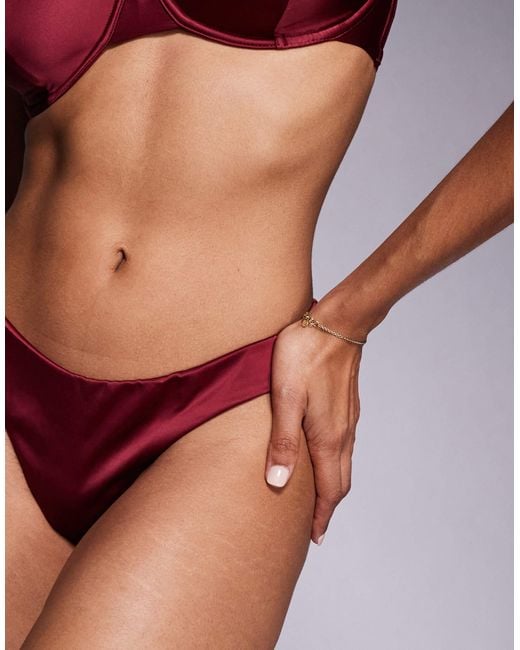 ASOS Red – brooke – tanga aus reinem satin und netzstoff