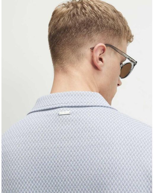 River Island Blue Regular Fit Triangle Jacquard Shirt for men