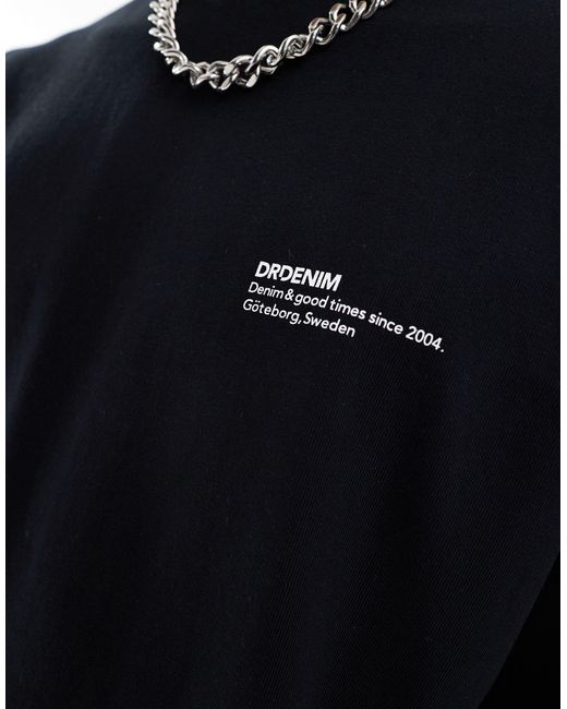Dr. denim - curtis - t-shirt nera oversize con grafica "around the world" rosa stampata sul retro di Dr. Denim in Black da Uomo