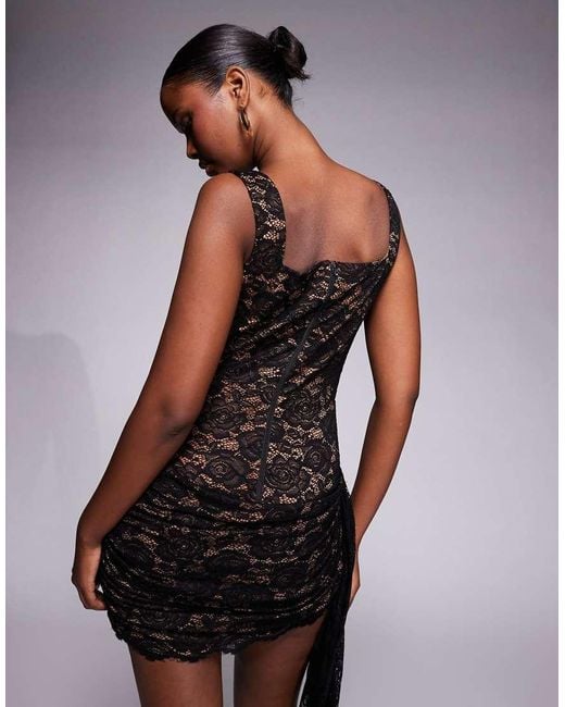 The Dolls House Brown Cindy Lace Square Neck Mini Dress