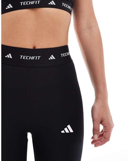 Adidas Originals White Adidas Training Techfit 7/8 Sculpt leggings