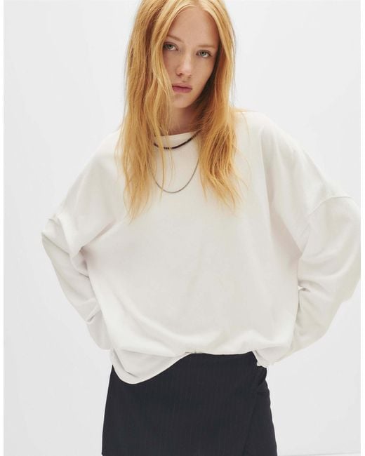 Pull&Bear White – gestreifter wickel-skort