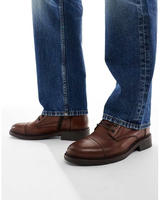 Jack & Jones Brown Leather Lace Up Boot for men