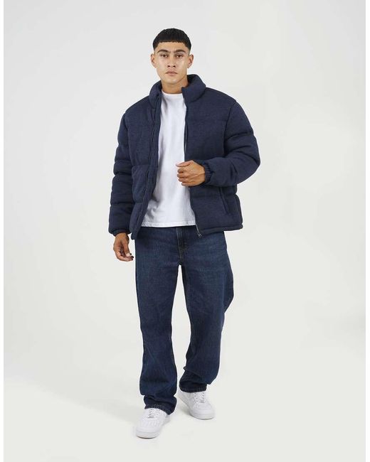 Brave Soul Blue Knitted Padded Jacket for men