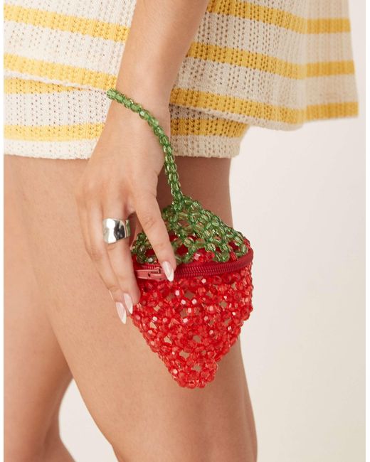 River Island Orange Beaded Strawberry Bag