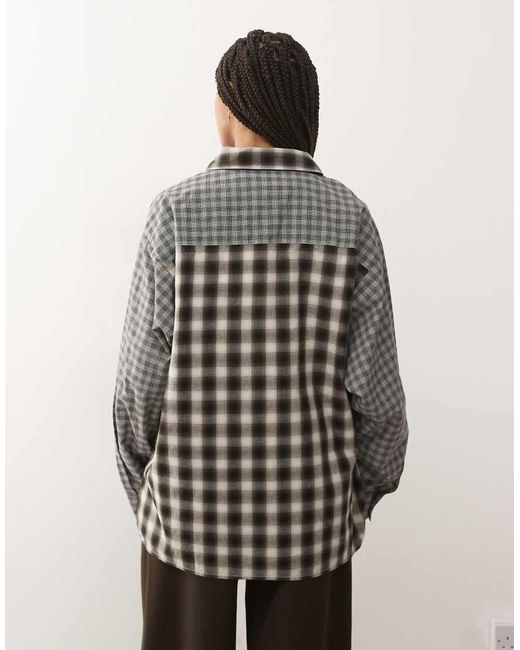 Collusion Gray Spliced Oversized Shirt
