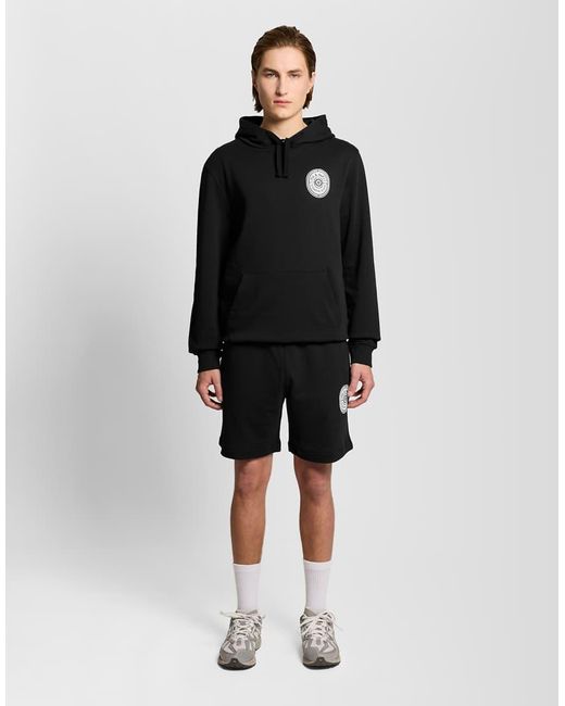 Lyle & Scott Black Mid Layers Borders Label Graphic Hoodie for men