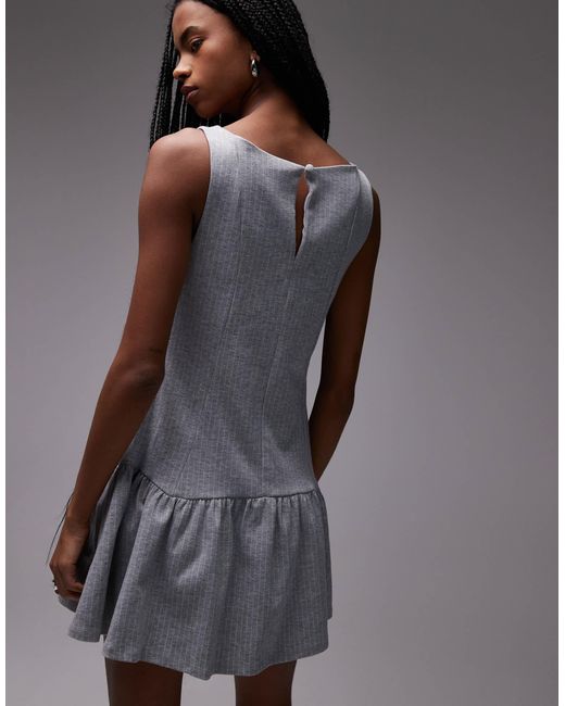 ASOS Gray Sleeveless Pleated Skirt Mini Dress