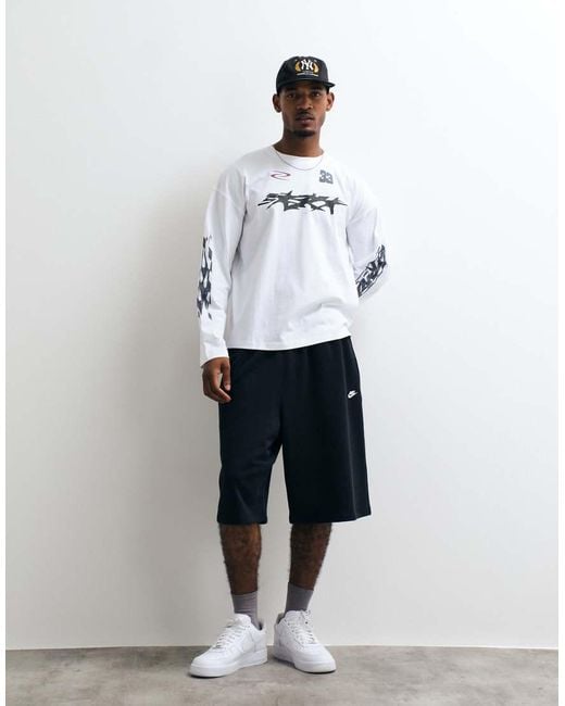 Weekday White Oversized Long Sleeve T-shirt With Racer Graphic Prints for men