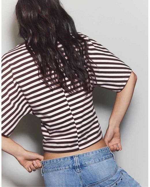 Stradivarius Pink Japanese Short Sleeve T-Shirt