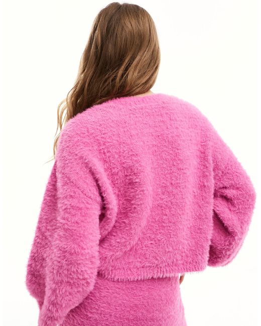 Only Petite Pink Oversized Wide Sleeve Fluffy Jumper Co-ord