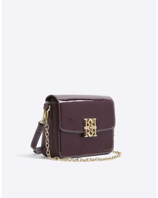 River Island Purple Patent Rr Satchel Bag