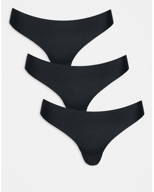 ASOS Black Asos Design Curve 3 Pack No Vpl Thong