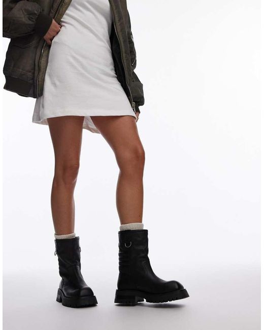 Bronx White Quinn Biker Ankle Boots