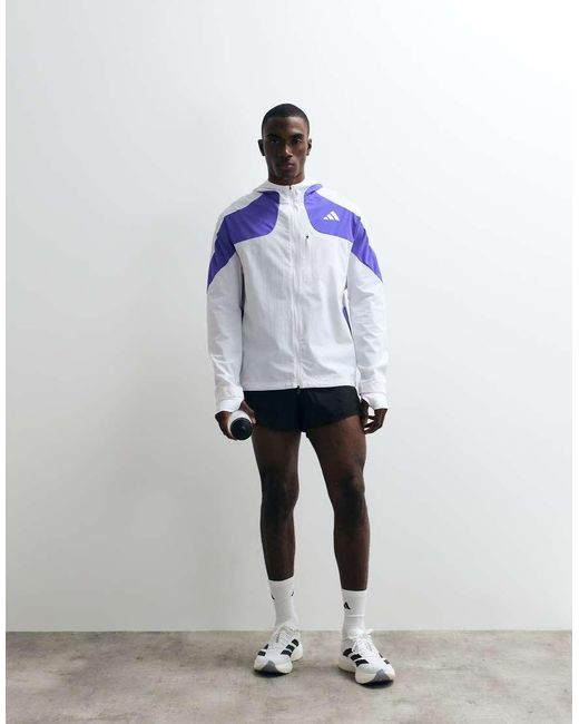 Adidas Originals White Adizero Running Jacket for men