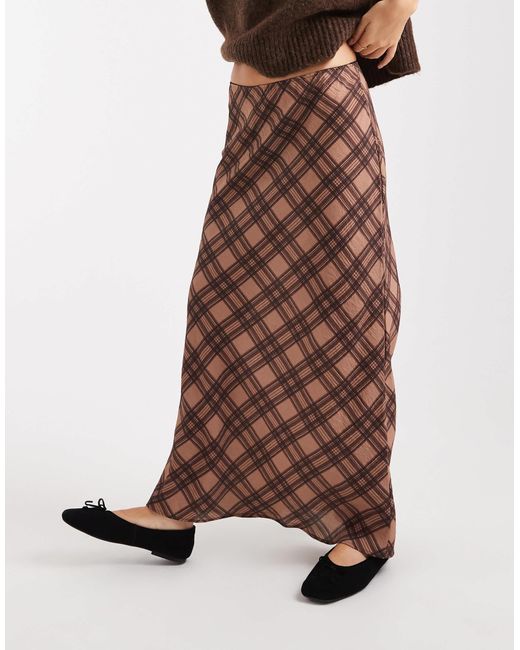 ASOS Brown Satin Midi Skirt