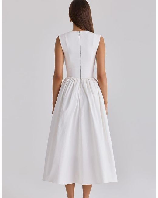 House Of Cb White Emmy Cotton Midi Sundress