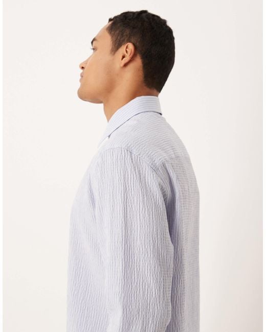 ASOS Gray Relaxed Overhead Seersucker Shirt for men