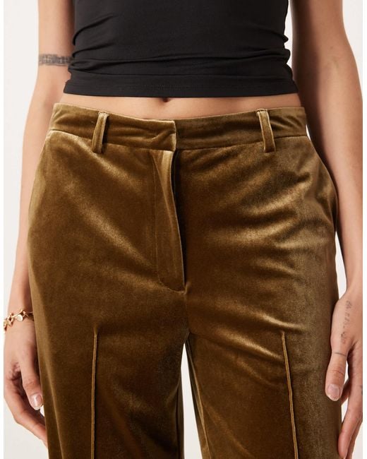 ASOS Natural Asos Design Tall Tailored Velvet Slim Straight Trousers