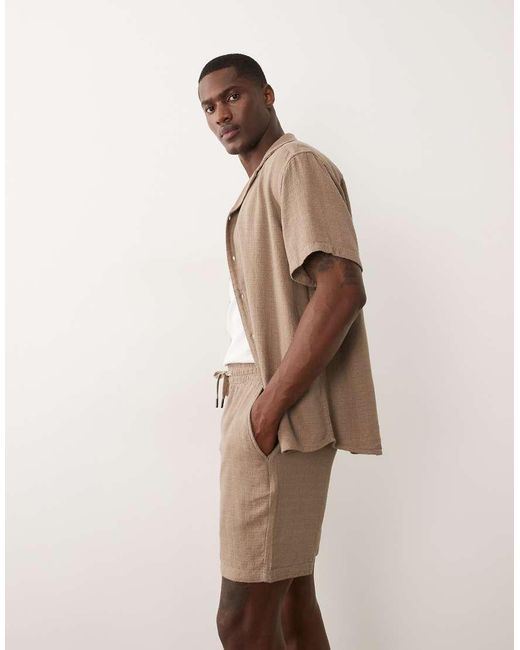 Only & Sons Natural Textured Linen Mix Shorts for men