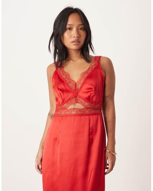 Never Fully Dressed Red Petite Mimi Slip Midaxi Dress