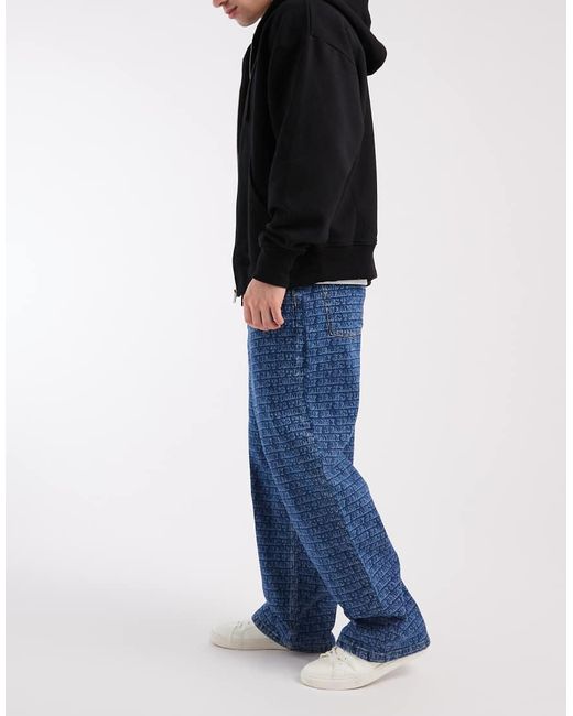 Tommy Hilfiger Blue Theo baggy Jeans With All Over Print for men