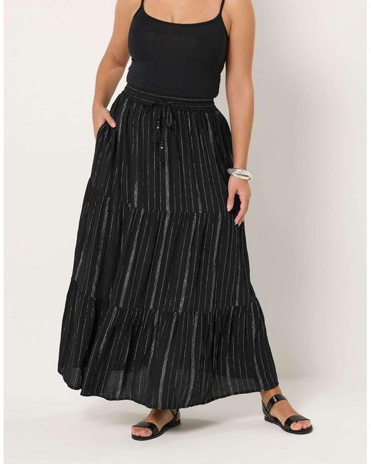 Yours Clothing Black Crinkle Maxi Beach Skirt