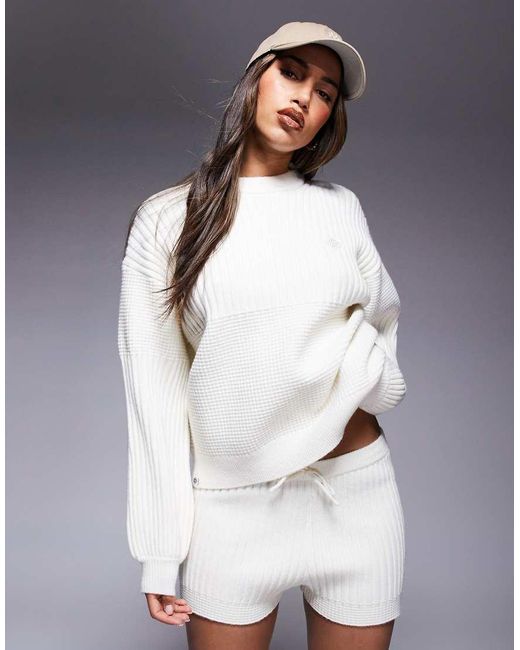 The Couture Club Gray Oversized Mixed Knitted Jumper