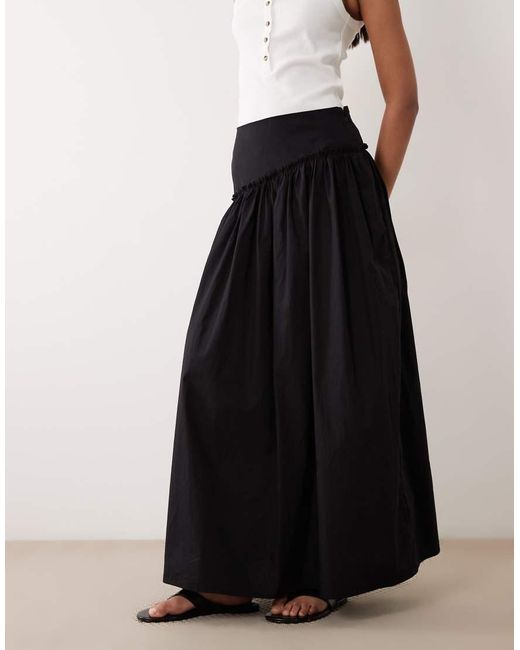 ASOS Black Asymmetric Dropped Waist Maxi Skirt