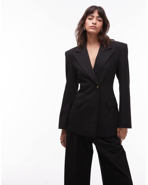 ASOS Black Cinch High Break Point Blazer