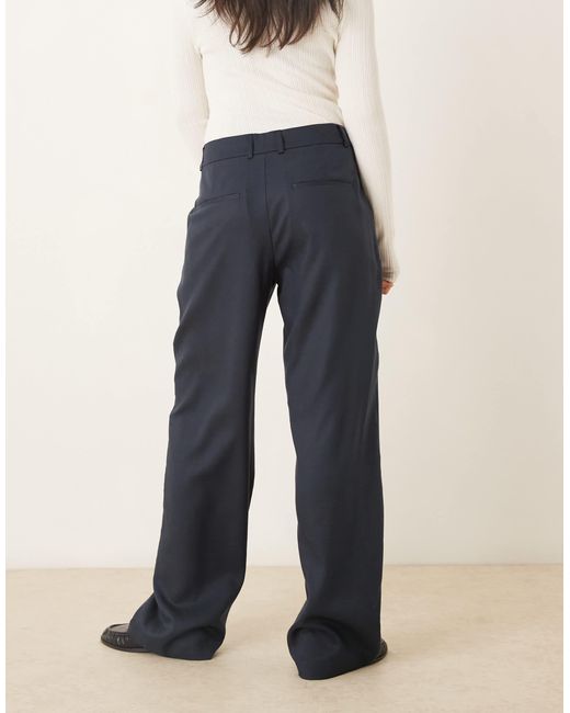 ASOS Blue Tailored Low Rise Relaxed Straight Leg Pants