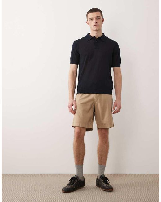 Jack & Jones Blue Drawstring Linen Mix Shorts for men