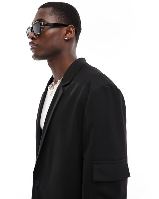 ASOS Black Relaxed Twill Suit Jacket for men