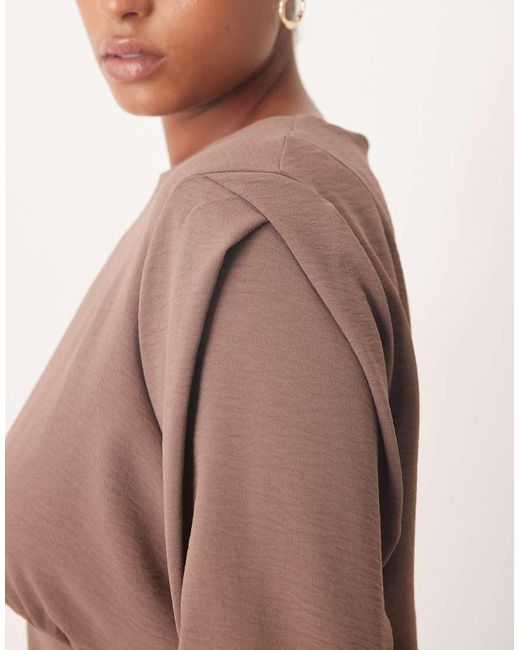 ASOS Brown Asos Design Curve Satin Slip Bias Bust Detail Maxi Dress
