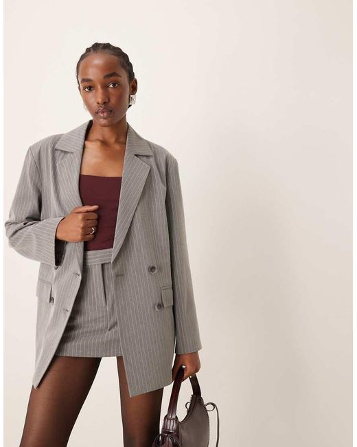 Miss Selfridge Ruimvallende Oversized Double Breasted Blazer in het Brown