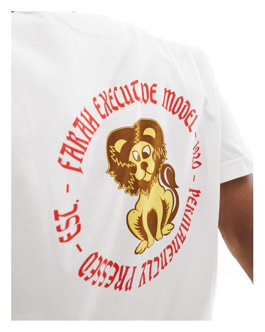 Farah Blue Cotton Graphic Back T-shirt for men
