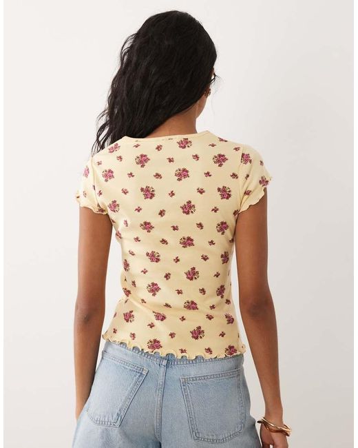 Miss Selfridge Blue Ribbed Baby Tee